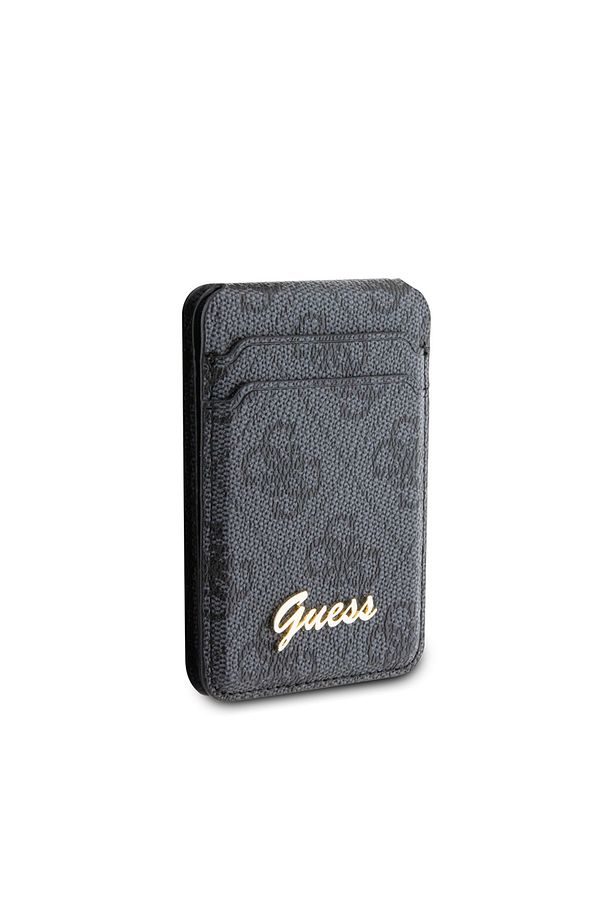 Lisanslı Magnetik Standlı Kartlık 4G Desenli Metal Script Logolu Siyah - 1