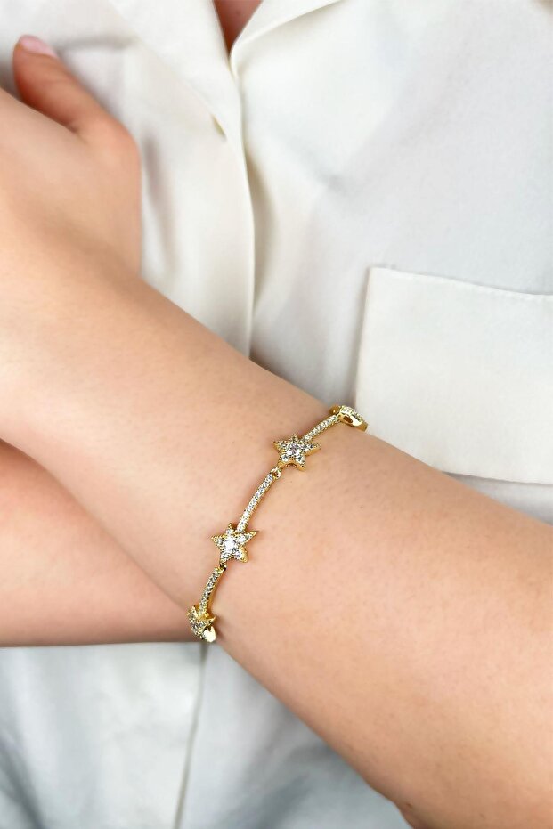 Xuping Zircon Stone Star Model Imprint Bracelet - Gold