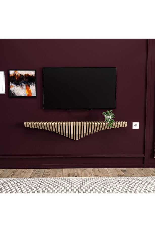 125 cm Masif Çam Ahşap Çok Amaçlı Ünite: TV Ünitesi, Duvar Rafı & Dresuar - 9
