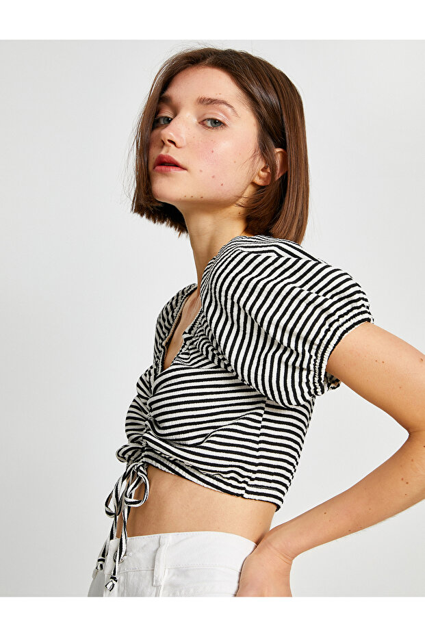 Drawstring Crop T-Shirt - 1