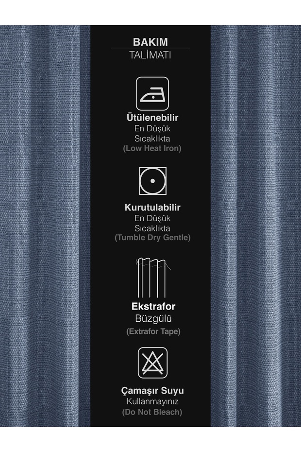 ستارة خلفية برباط من الكتان بلون النيلي - 5