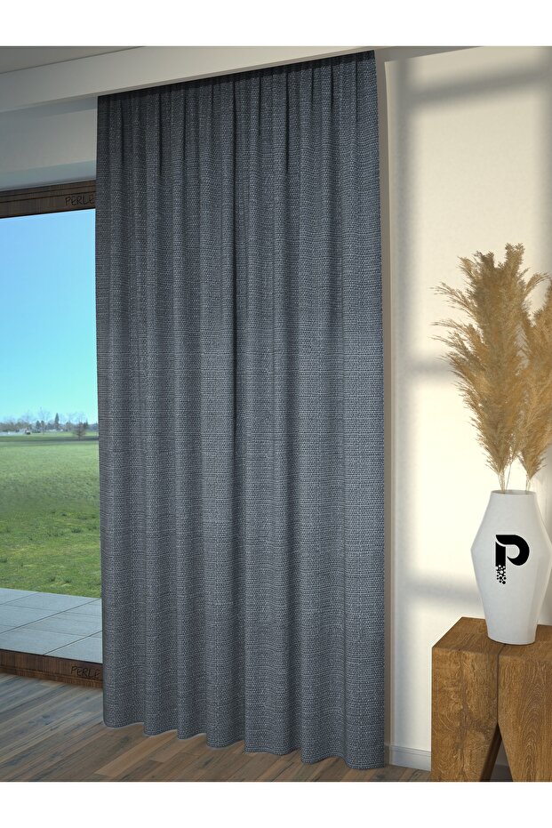 Dark Indigo Linen Extraphore Background Curtain - Drawstring - 3