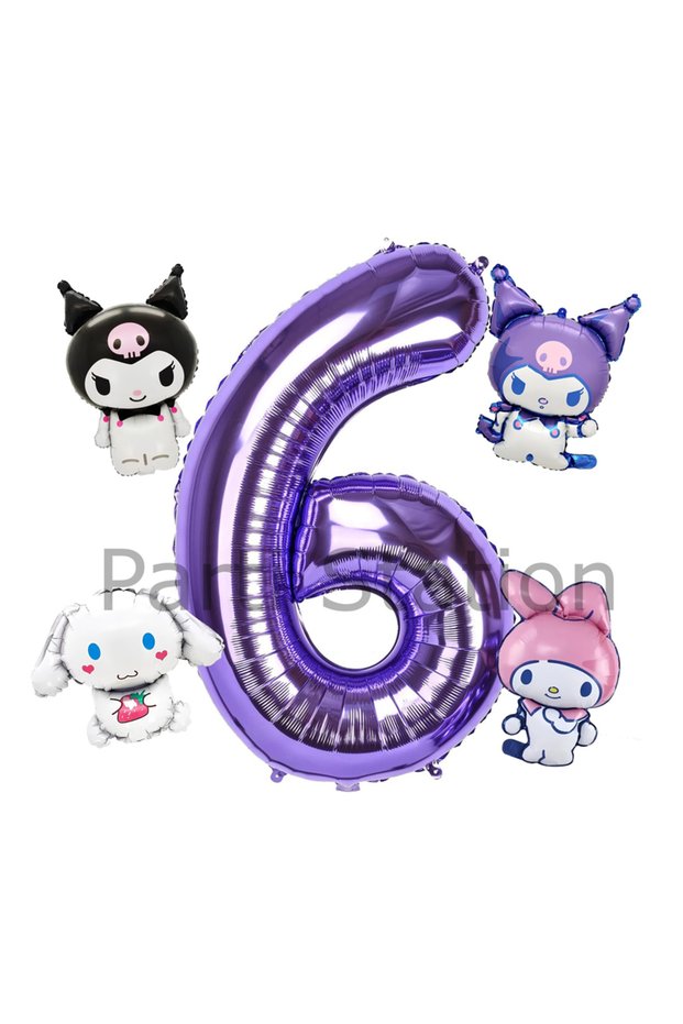 Kuromi 6 Year Old Mini Purple Balloon Set Kuromi Mymelody Cinnamonroll Concept Birthday Balloon Set