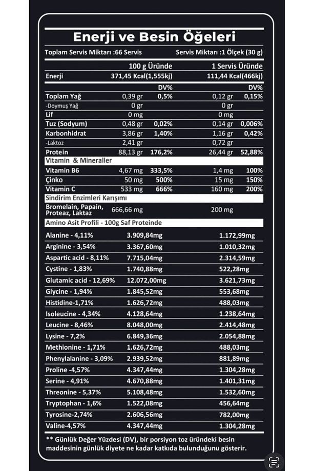 Whey Isolate Protein 2000 Gr 66 Servis Çikolata Kurabiye - 3