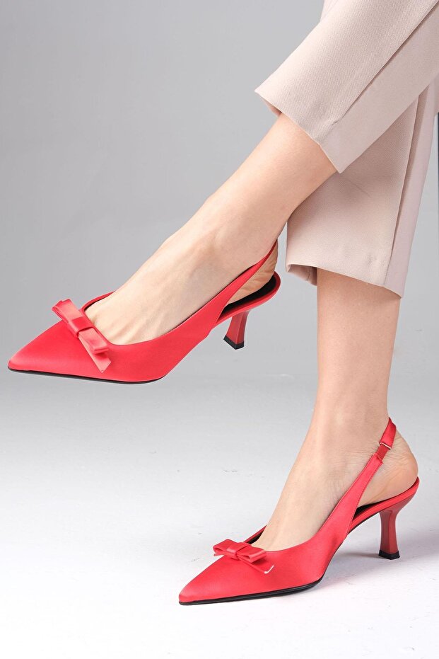 Zelda Red Color Women's Heeled Shoes