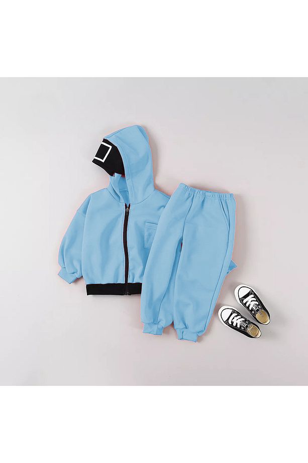 Squid Game Basklı Unisex Çocuk Hırka Eşofman Takımı Cosplay - 2