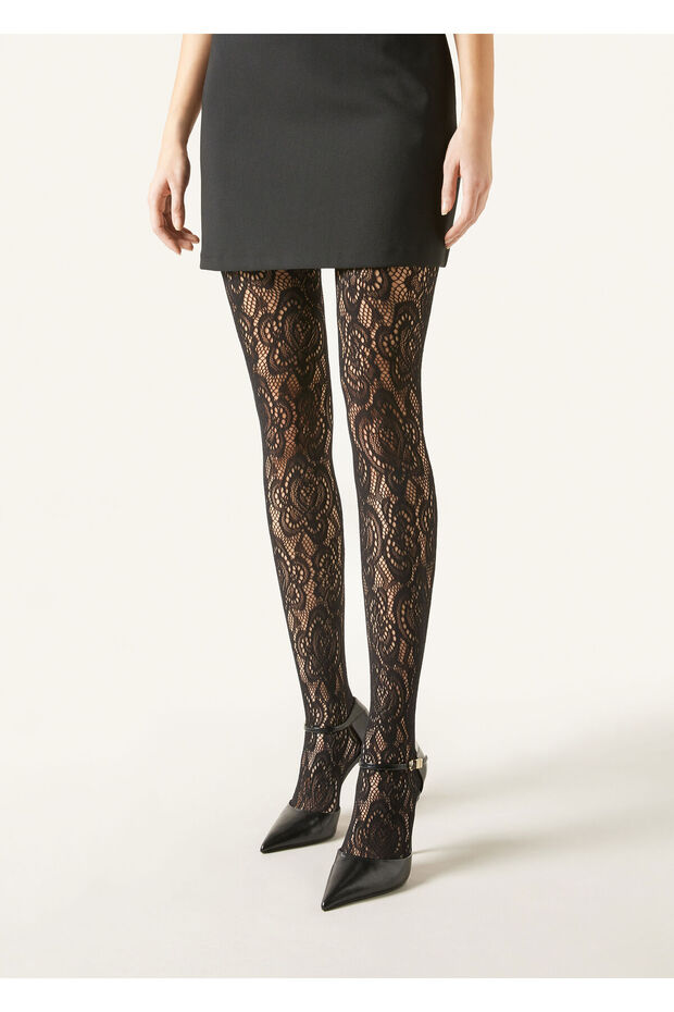 Macramé Effect Fishnet Tights - 1
