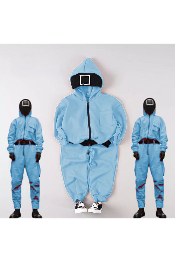 Squid Game Basklı Unisex Çocuk Hırka Eşofman Takımı Cosplay - 1