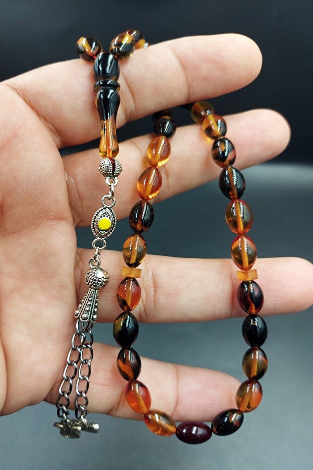 Yellow Black Alpaca Tasseled Fire Amber with Barley Cuts
