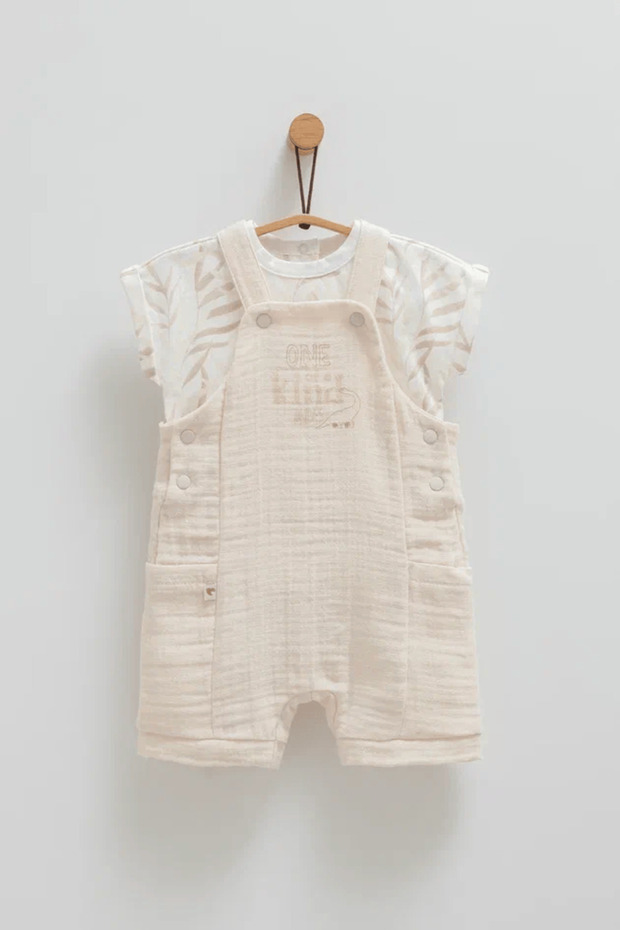 Caramel 01-12 Months Muslin Salopek Set - Beige