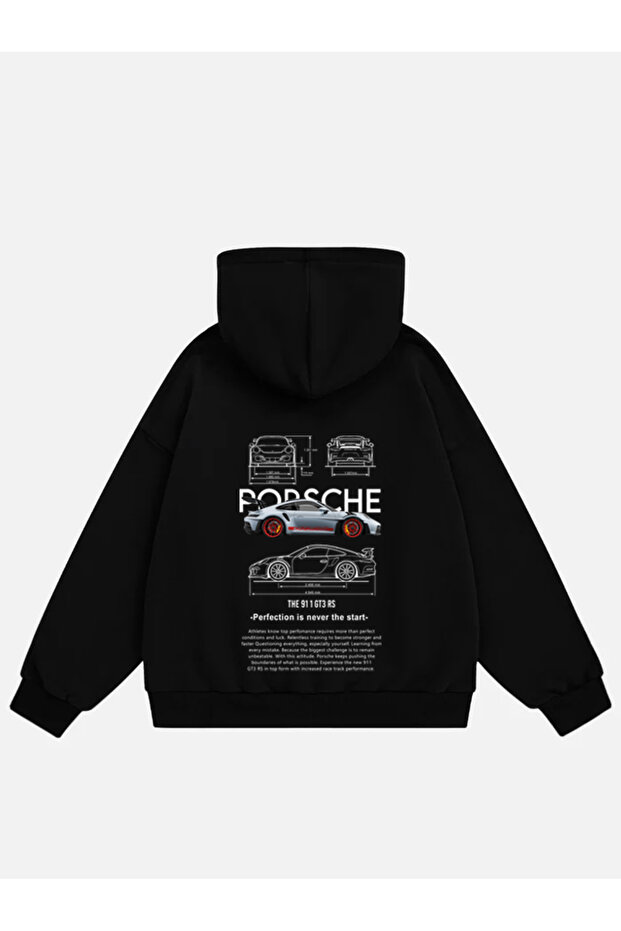 Unisex Porsche Gt3 Printed Hooded Fleece Oversize Sweatshirt