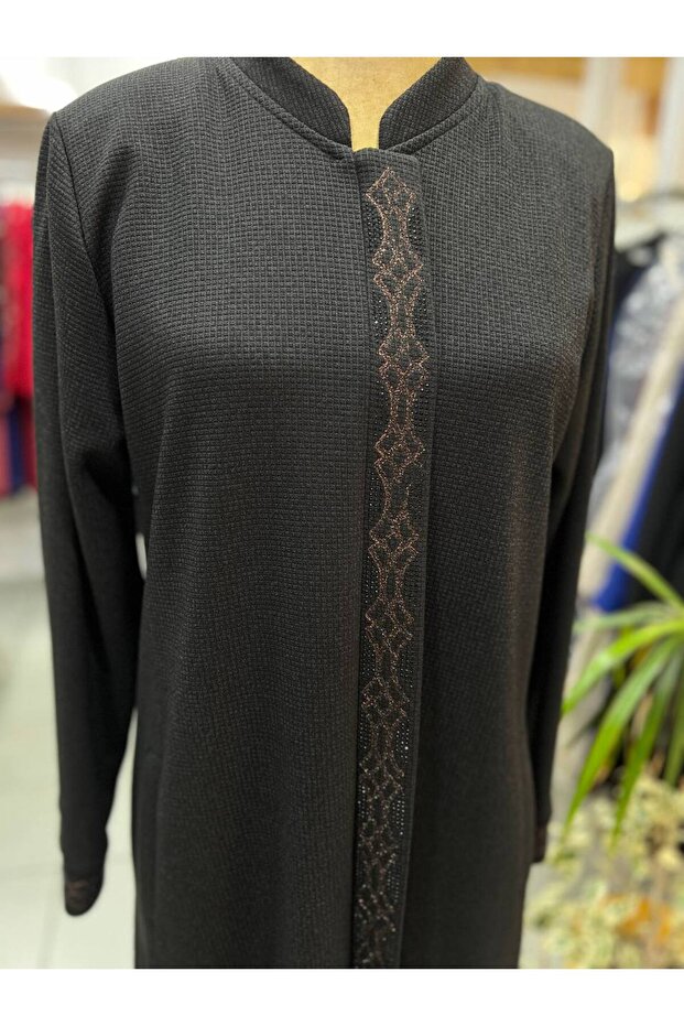 Siyah Taş işlemeli Ferace - 4