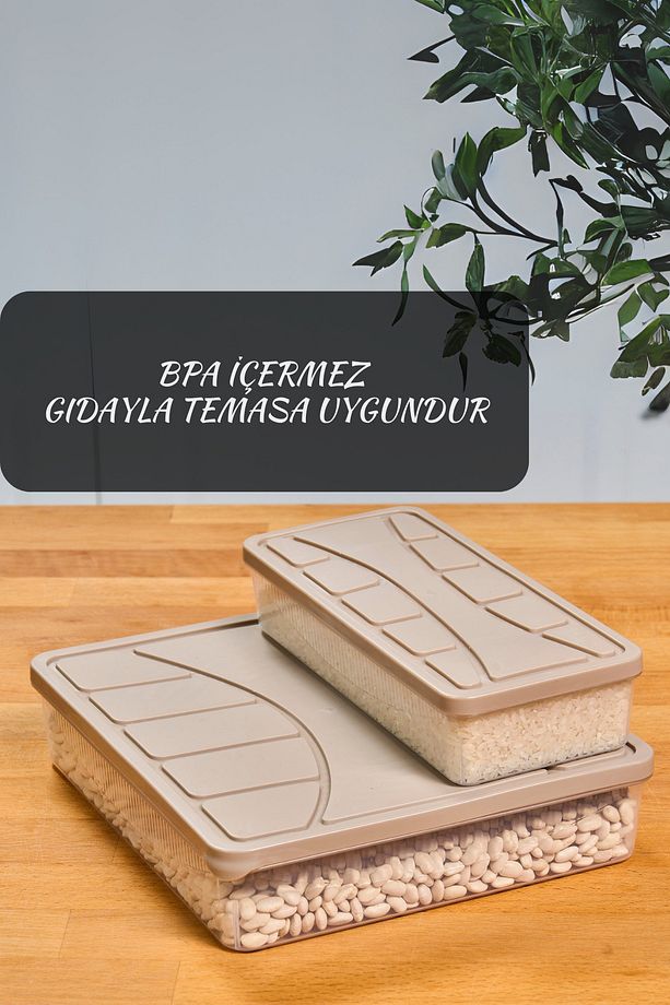 SAKLAMA KABI SİLİKON KAPAK 3 LÜ SET (  2 ADT 1.1 LT ) + ( 1 ADT 3 LT ) BEJ DONDURUCU KABI - 3