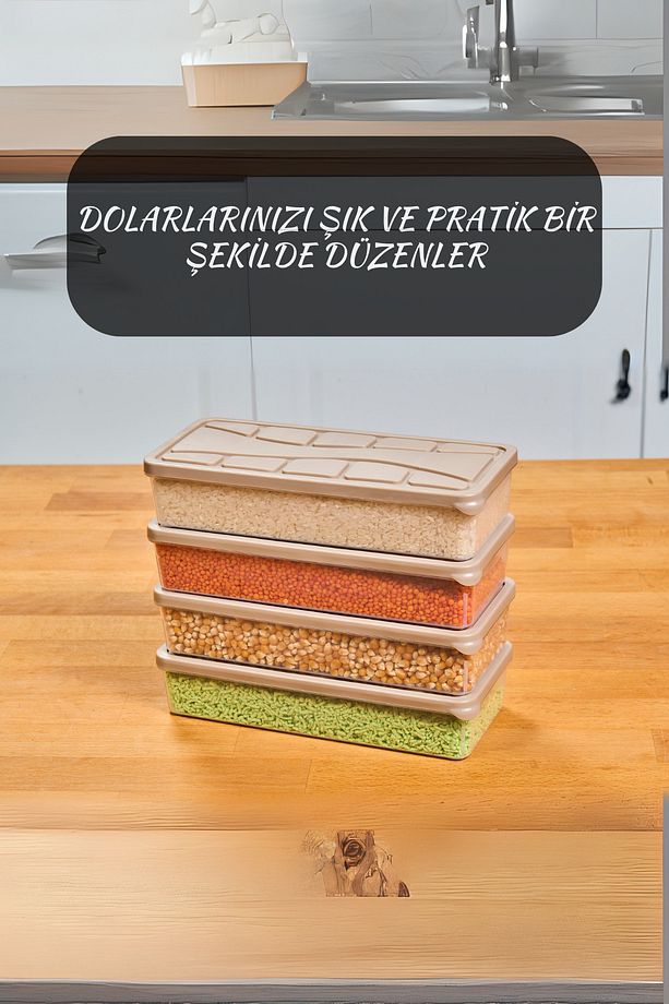 Saklama Kabı Soft Kapak 4 Adet 1.1 Lt Kum Beji Dondurucu,erzak Kabı - 5