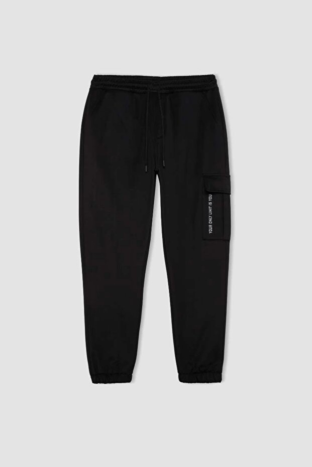 D3741 DeFactoFit Sporcu Jogger Standart Fit Beli Bağcıklı Üç Cepli Eşoftman altı - 1
