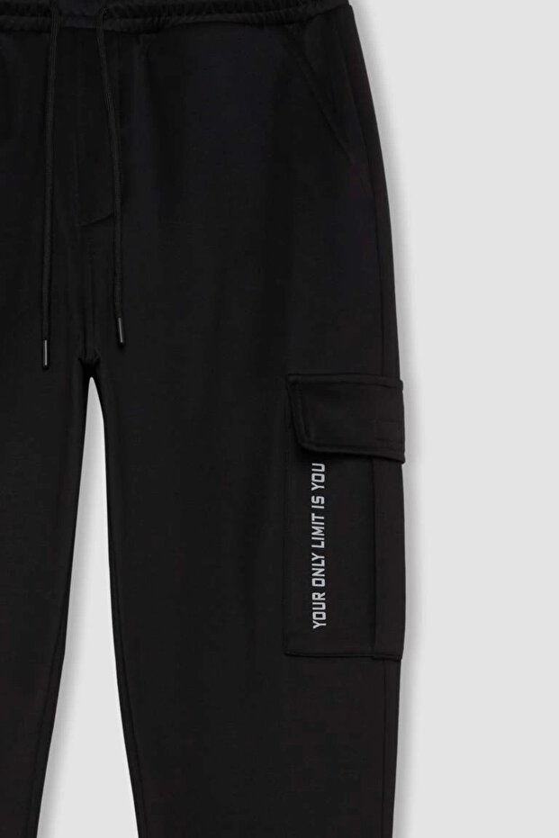 D3741 DeFactoFit Sporcu Jogger Standart Fit Beli Bağcıklı Üç Cepli Eşoftman altı - 3