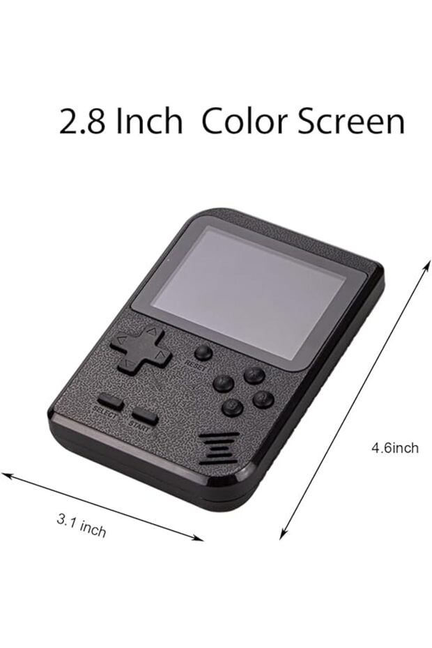 Handheld Game Console with 400 Classical Games, TV Connection Support, Portable (Black) - 2