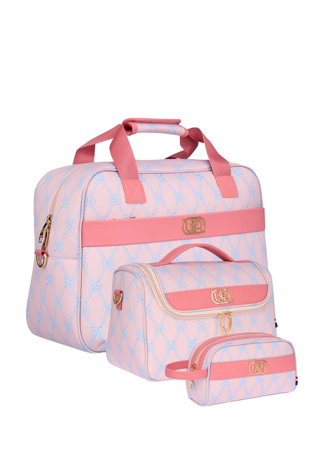 U.S. Polo Assn. 24626-3-Piece Travel Suitcase + Makeup Bags Combination Powder
