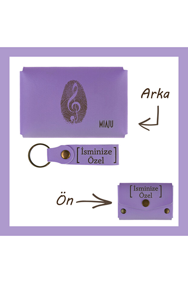 Purple Violet, to Those Who Live through Songs, Special Design Wallet and Keychain Set, Souvenir for Whom She Valued
