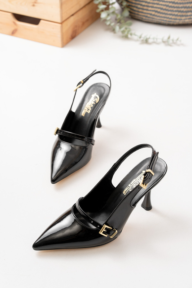 ELİZ TEK BANT ŞIK  TOKALI ZARİF KADIN TOPUKLU AYAKKABI - 4