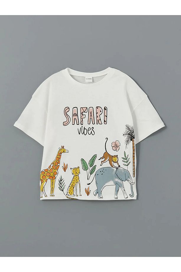 LCW Kids Ekru Bisiklet Yaka Kız Çocuk Pijama Takımı T T - 2