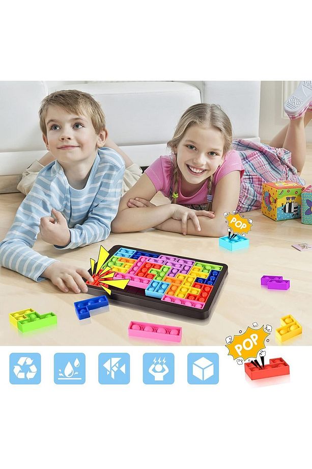 Popitli Tetris Silikon Oyuncak, Popitli Puzzle Duyusal Oyuncak, 3d Building Blocks, Bpa Free - 3