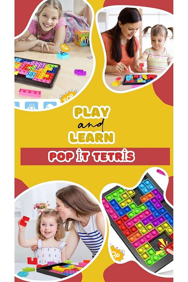 Popitli Tetris Silikon Oyuncak, Popitli Puzzle Duyusal Oyuncak, 3d Building Blocks, Bpa Free - 2