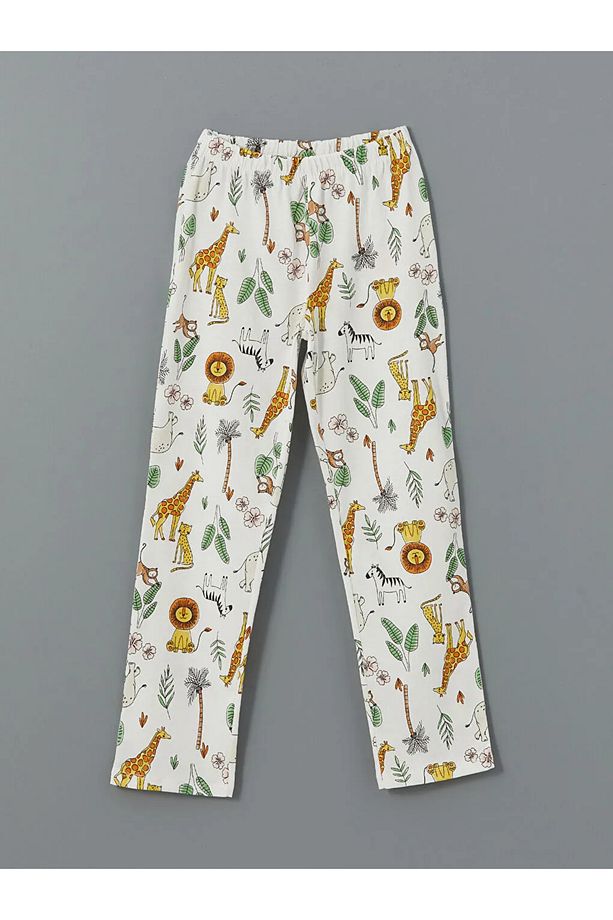 LCW Kids Ekru Bisiklet Yaka Kız Çocuk Pijama Takımı T T - 4