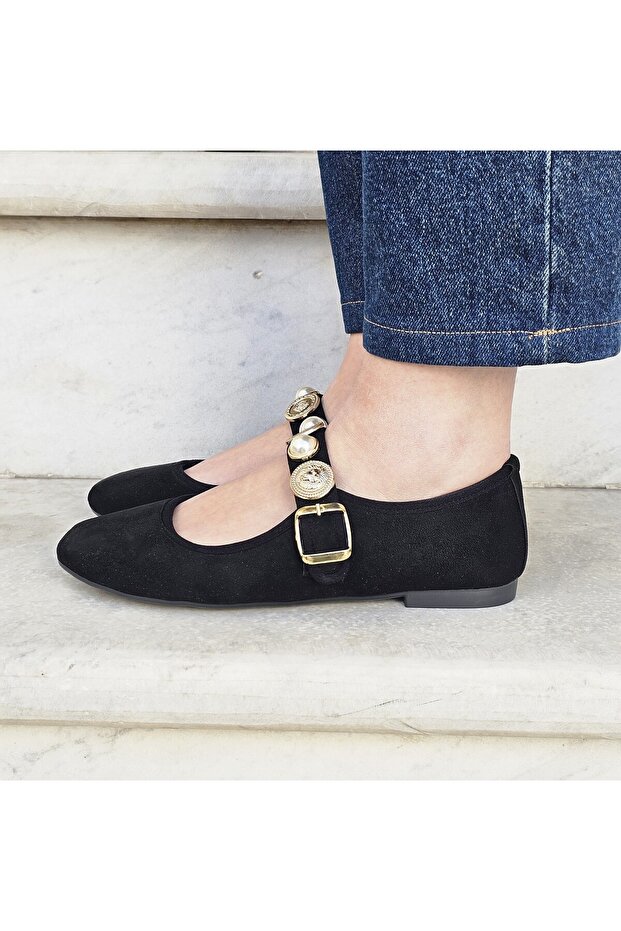 Pearl Stone Mary Jane Round Toe Daily Trend Comfortable Ballerinas