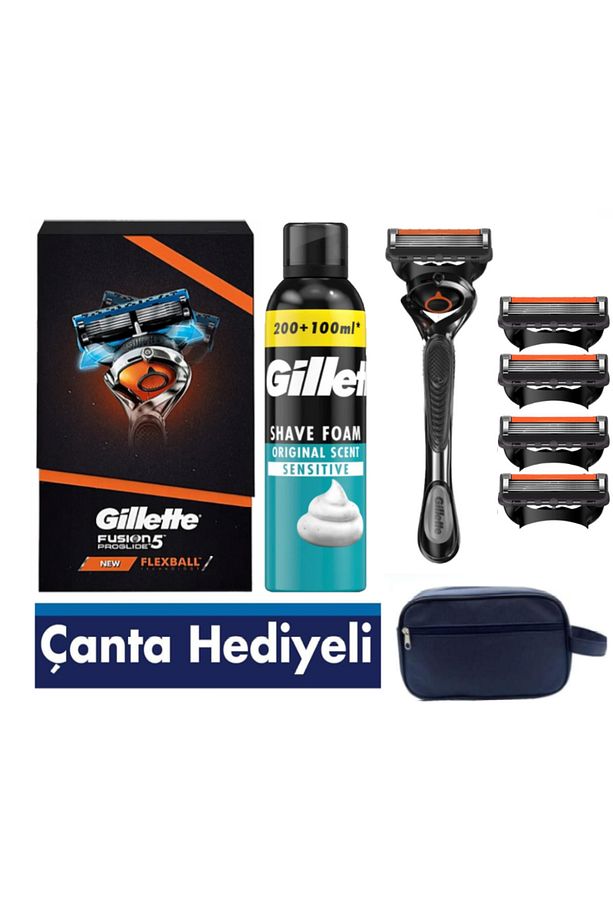 Fusion Proglide 1 Makine+ 5 Yedek Tıraş Bıçağı+ 300 Ml Köpük+Çanta -Özel Hediye Kutulu - 1