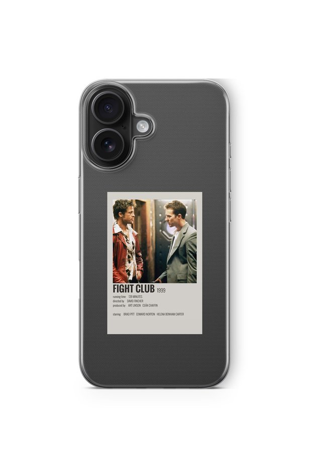 حافظة شفافة مطبوعة بتصميم ملصق Fight Club متوافقة مع هاتف iPhone 16 Plus
