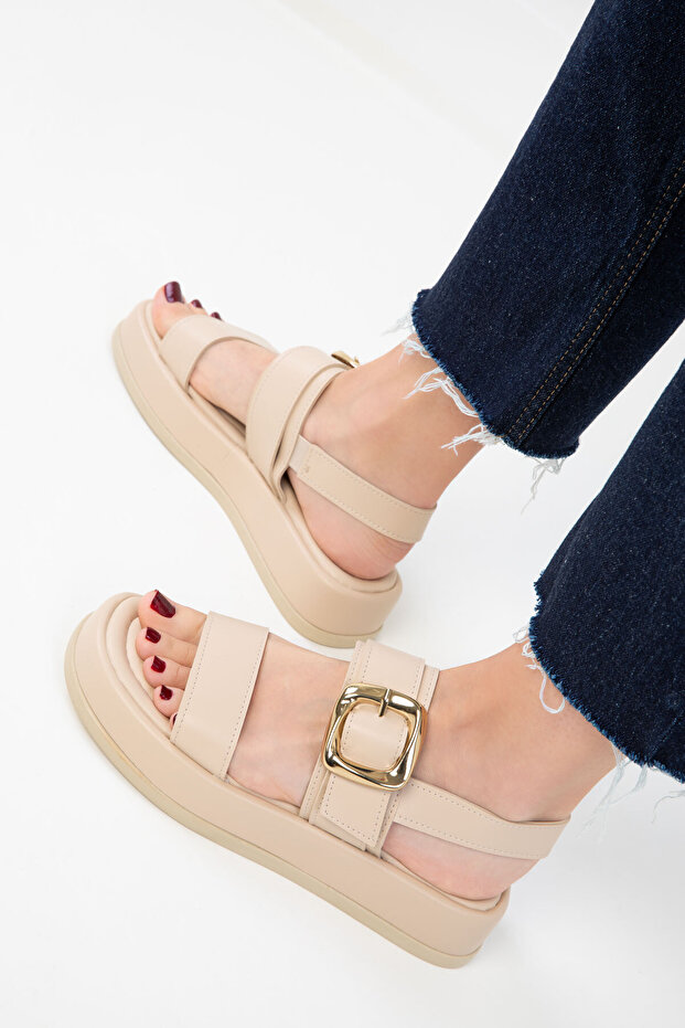 Bej Kadın Sandalet 20249 - 3