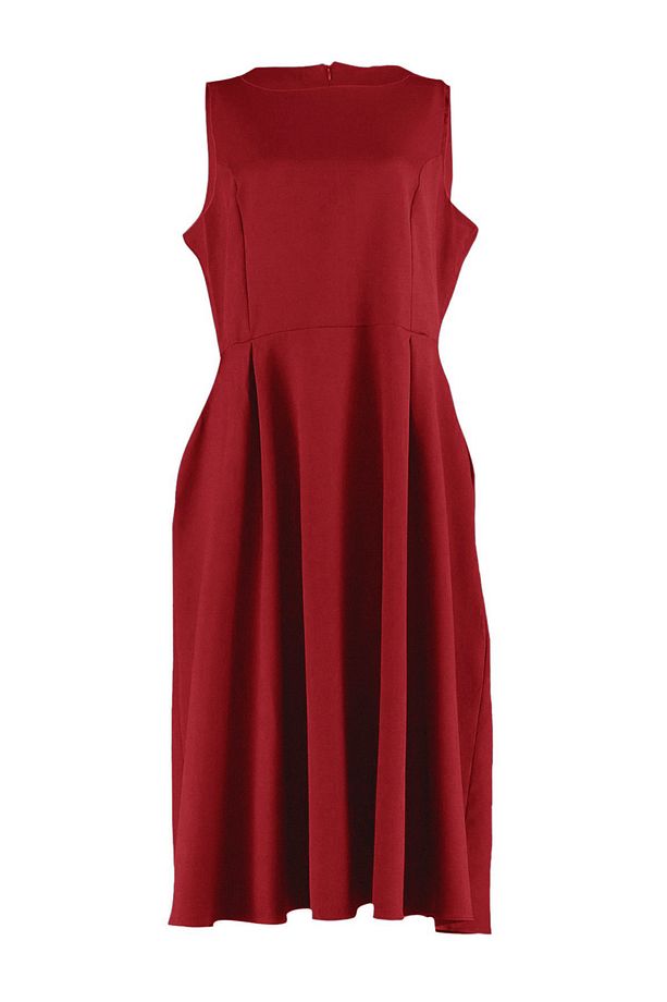 Bordo  A-Line Dokuma Cep Detaylı Elbise TBBSS22EL1598 - 5