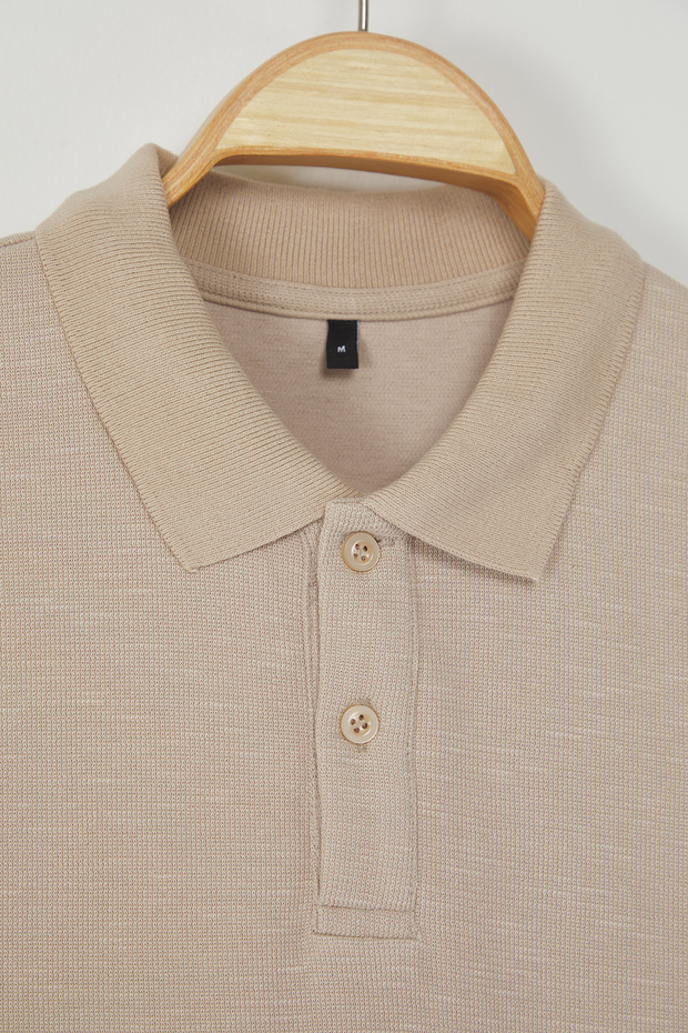 Taş Regular/Normal Kesim Kalın Dokulu Polo Yaka T-shirt TMNSS25PO00002 - 10