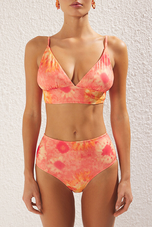 Batik Desenli Hipster Yüksek Bel Bikini Altı TBESS21BA0057 - 3