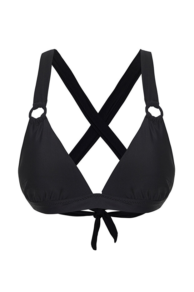Siyah Aksesuarlı Üçgen Kaplı Bikini Üstü TBESS25BU00043 - 5