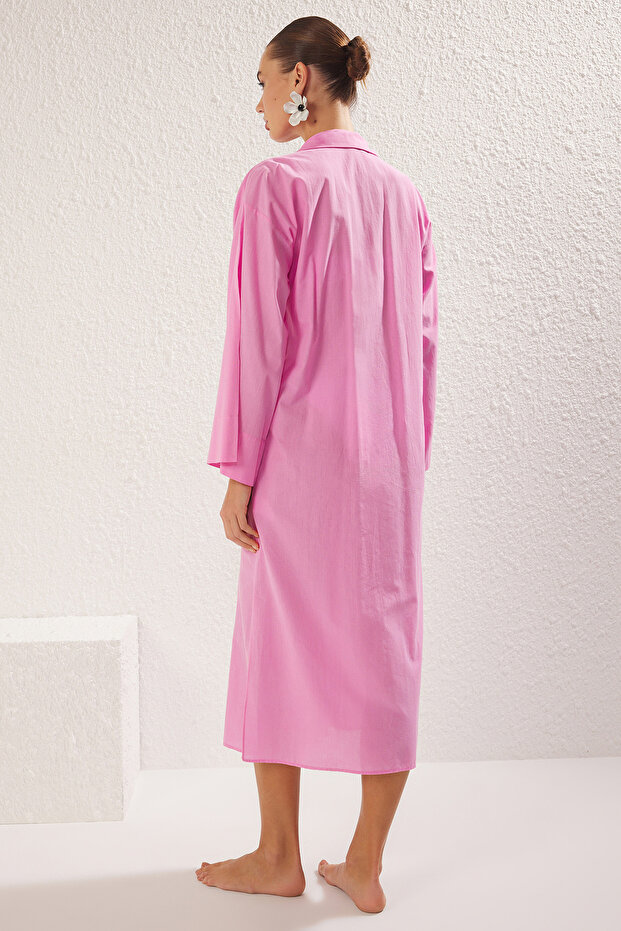 Pembe Dokuma %100 Pamuk Maxi Plaj Kimono&Kaftan TBESS25KM00004 - 5