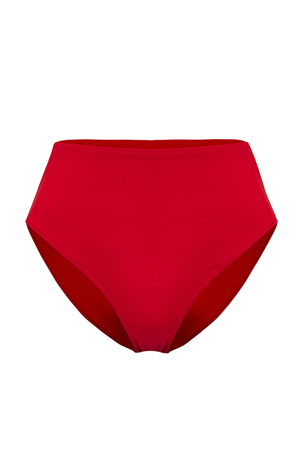 Kırmızı Yüksek Bel Hipster Basic Bikini Altı TBESS25BA00022 - 5