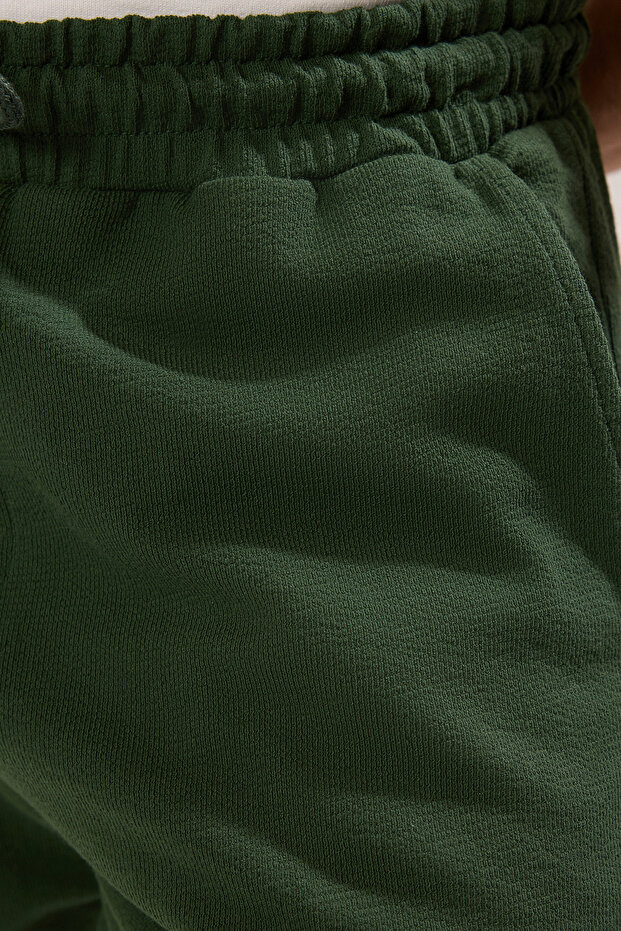 Haki Regular %100 Pamuklu Dokulu Şort TMNSS23SR00035 - 6