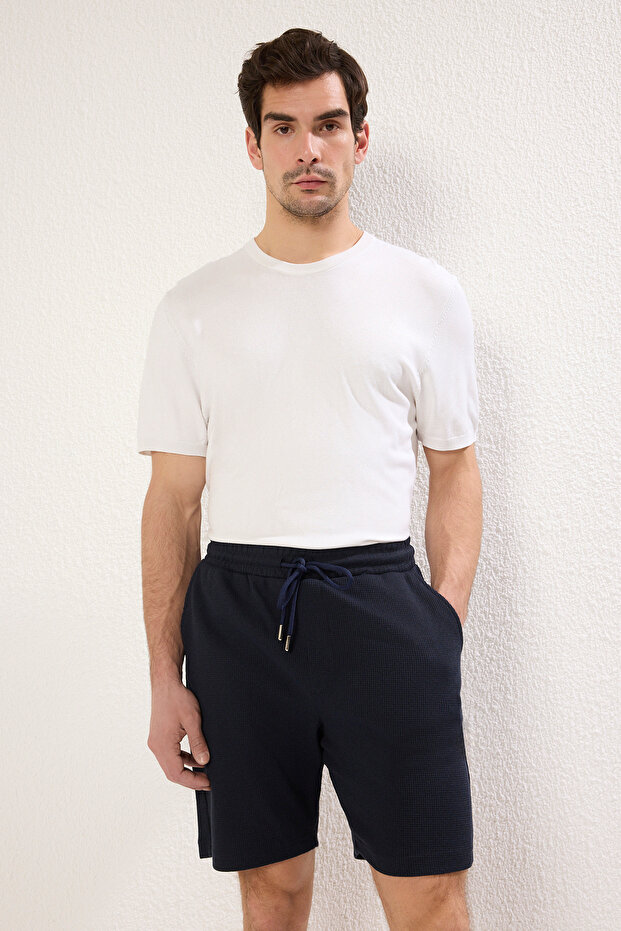 Siyah-Lacivert 2'li Regular/Normal Kesim Dokulu Paketli Şort&Bermuda TMNSS23SR00076 - 5