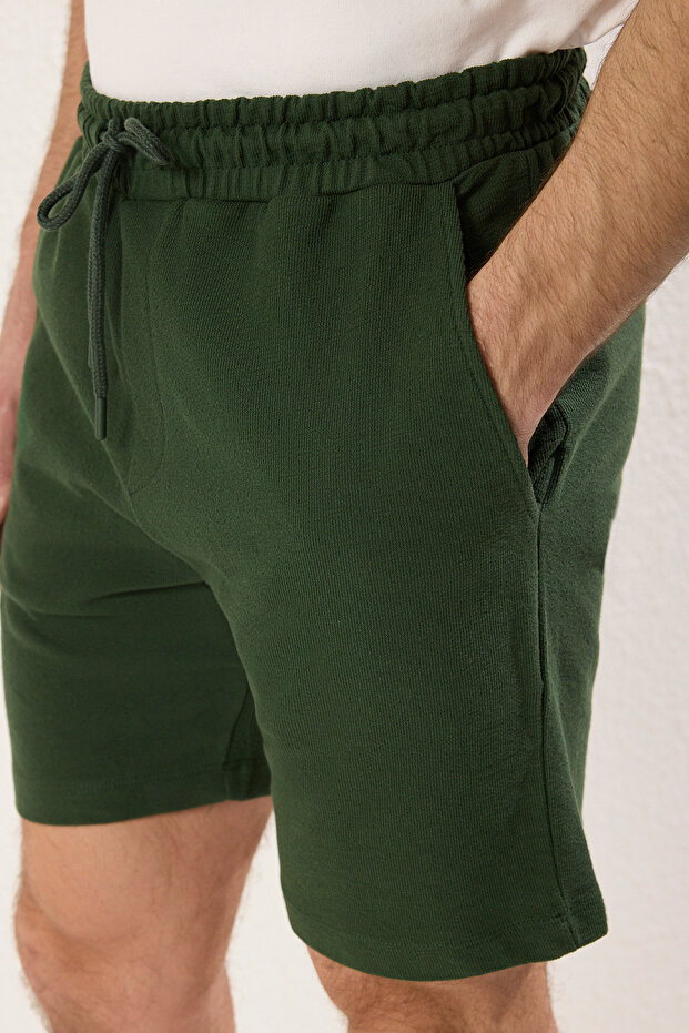 Haki Regular %100 Pamuklu Dokulu Şort TMNSS23SR00035 - 5