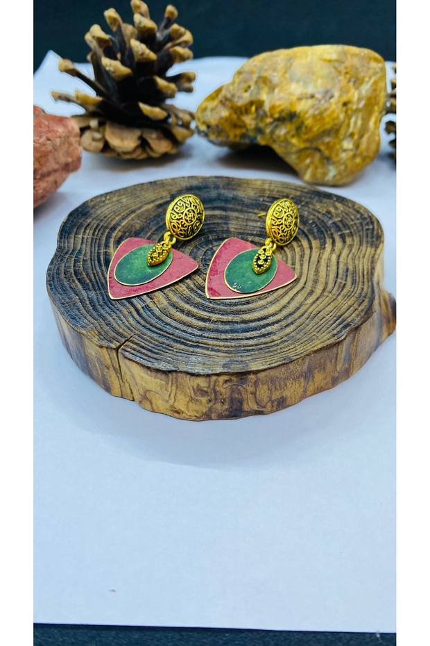 Handmade Ethnic Patina Brass Indian Earrings