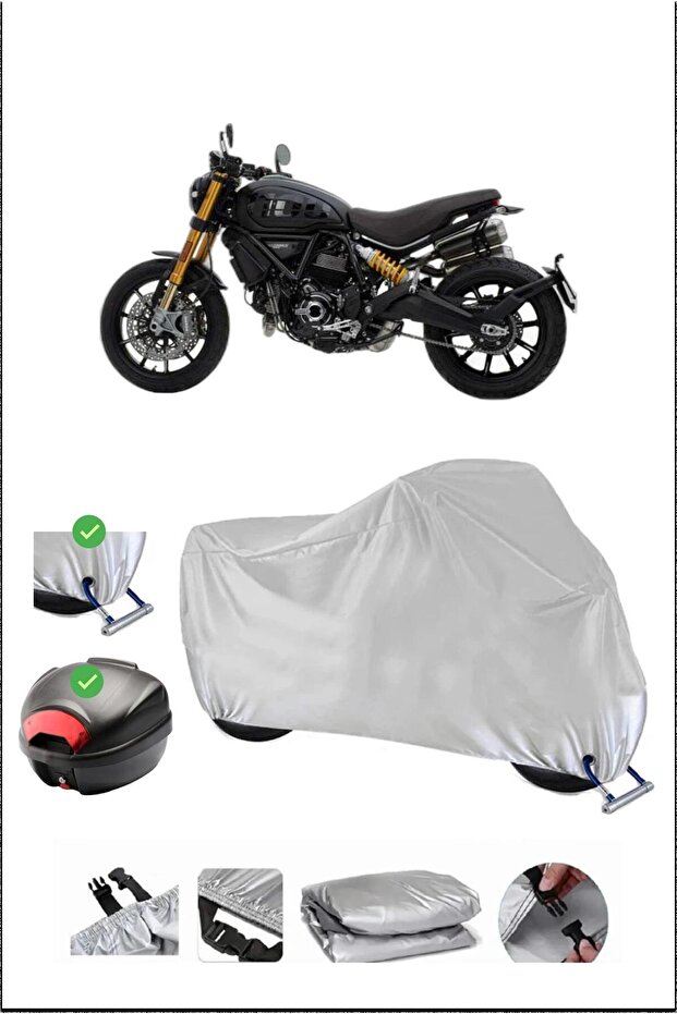 DUCATI SCRAMBLER1100SPORTPRO حقيبة خلفية متوافقة مع قفل الدراجة النارية المقاوم للماء - رمادي
