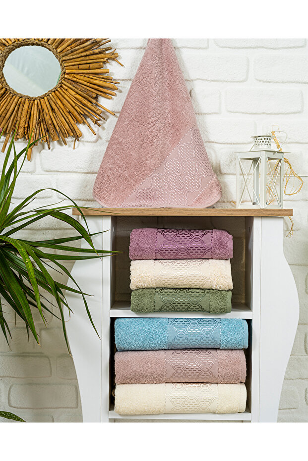 Buldan Üretim Dowry Jacquard Gala 6-Piece Hand/Face Towel I 50X90