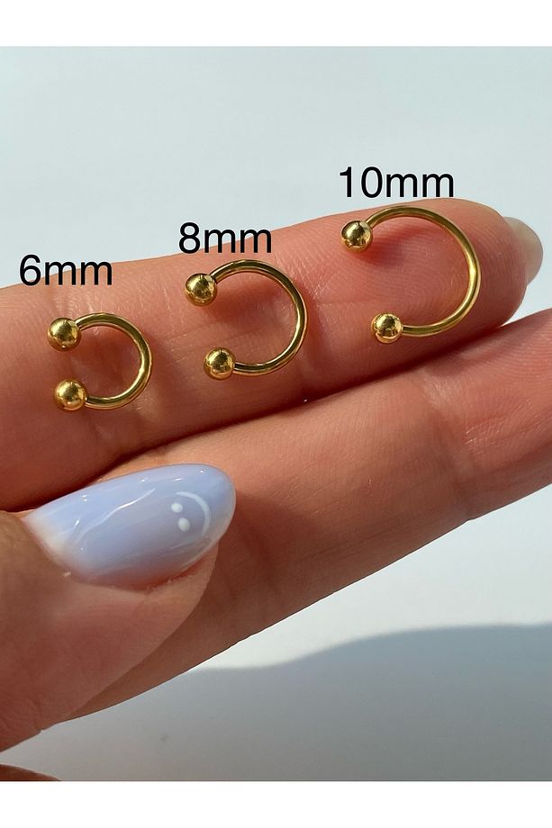 Smiley Piercing Çelik  Tragus, Helix, Rook, Kıkırdak Set 3 Adet - 1