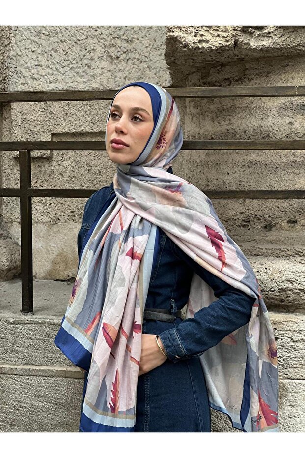 Gelincik Desen Bambu Şal - 1