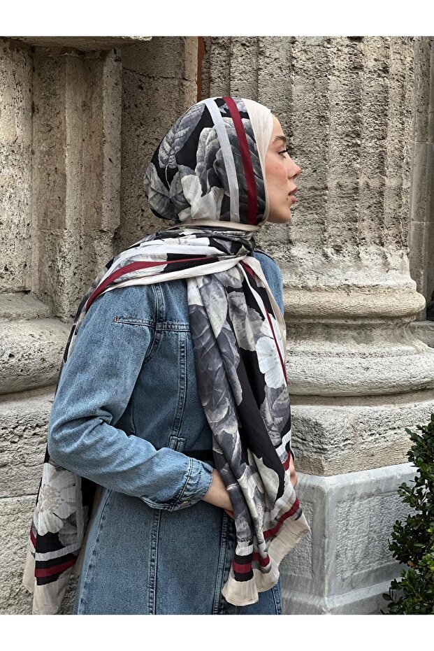 Gül Desen Bambu Şal - 2