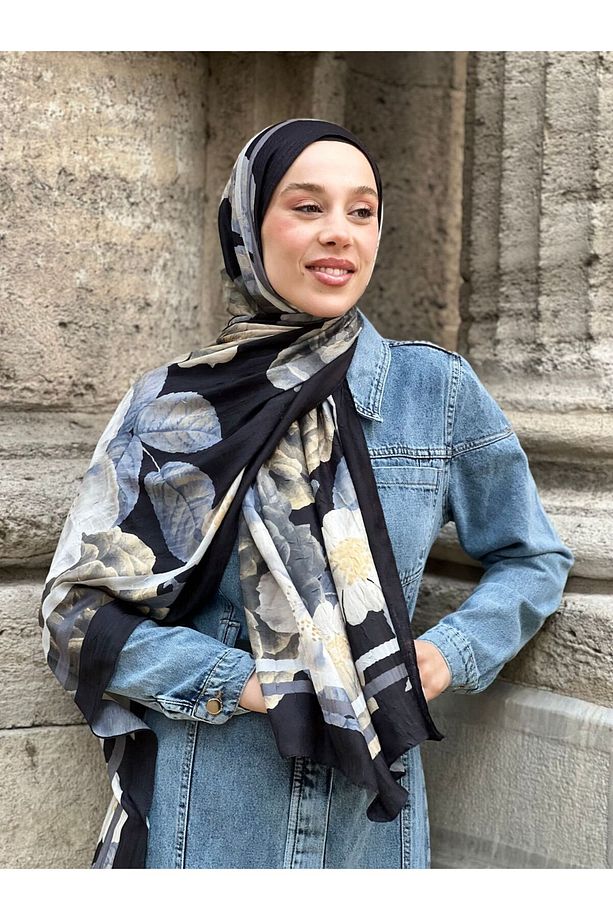 Gül Desen Bambu Şal - 3