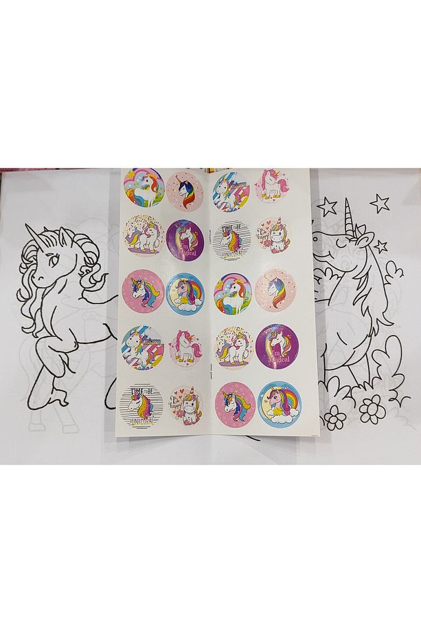 4 adet stickerli boyama kitabı (Frozen,Labubu,capybara,unicorn figürlü) - 3