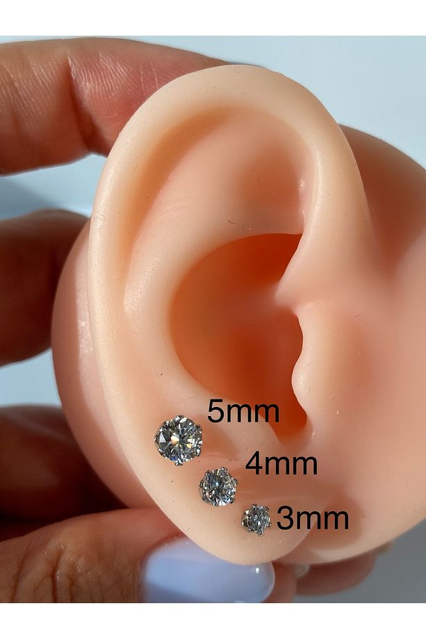 Tektaş  Zirkon Taşlı Çelik  3'lü Set Küpe - 2